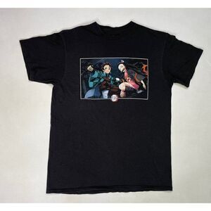 Demon Slayer TV Anime Cartoon T-shirt Women Medium Black Short Sleeve